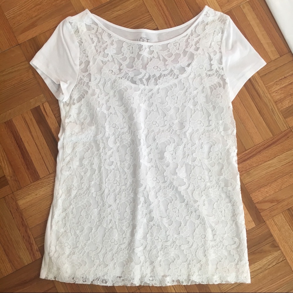 Loft lace white tee. No tags, but never worn
